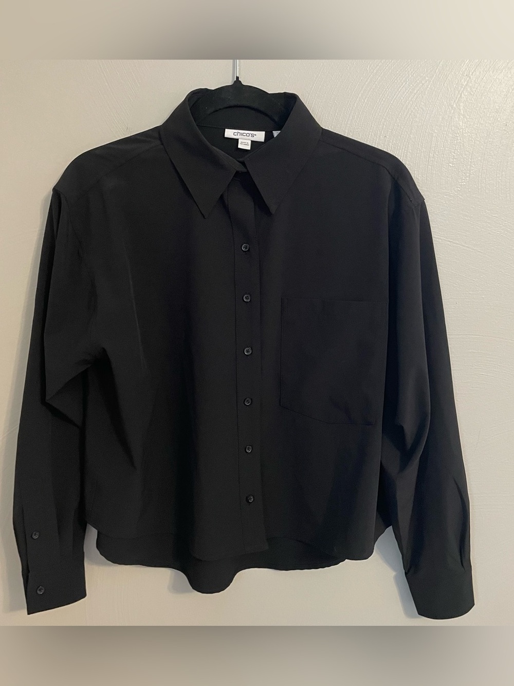 Chicos Black Womens Button Up Blouse Size 0 (4)